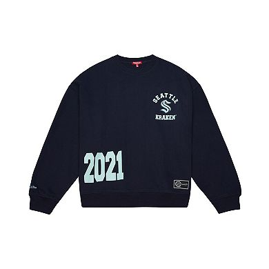 Women's Mitchell & Ness Deep Sea Blue Seattle Kraken Vintage Crewneck Sweatshirt