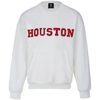 Women's Cuce White Houston Texans Chenille Jeweled Sweatshirt