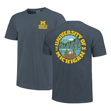 Men's Navy Michigan Wolverines Comfort Colors Thick Lined Landscape T-Shirt