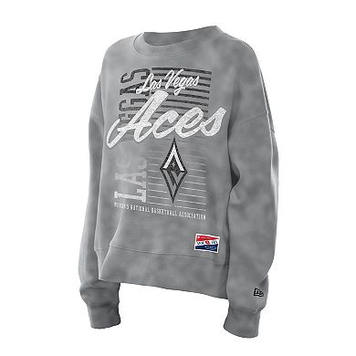 Women's New Era Silver Las Vegas Aces Oversized Mineral Wash Sweatshirt