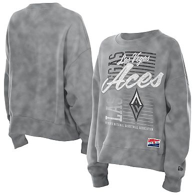 Women's New Era Silver Las Vegas Aces Oversized Mineral Wash Sweatshirt