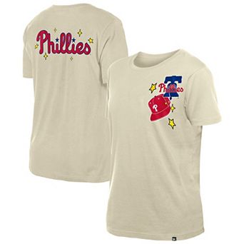 Women's New Era Cream Philadelphia Phillies Stars & Cap T-Shirt
