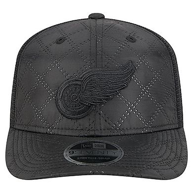 Men's New Era Black Detroit Red Wings Quilted Nylon 9SEVENTY Adjustable Trucker Hat