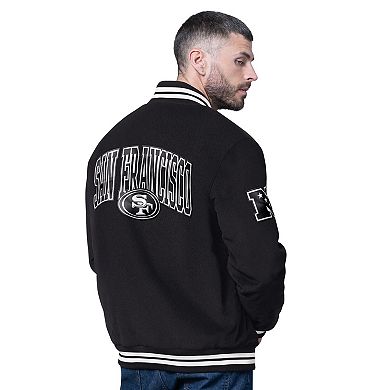 Men's Starter Black San Francisco 49ers Blackout Corduroy Full-Snap Varsity Jacket