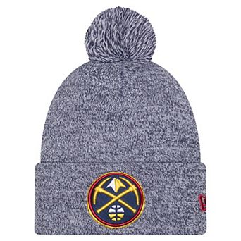 Men's New Era Navy Denver Nuggets Marled Cuffed Knit Hat with Pom