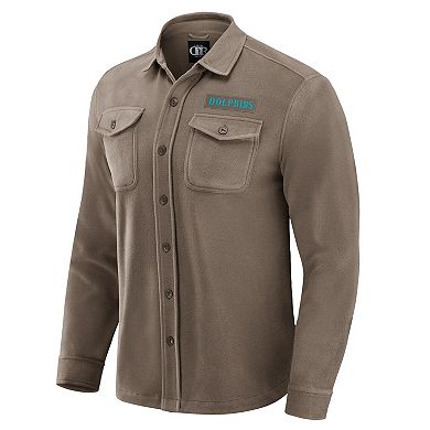 Men's Darius Rucker Collection by Fanatics Tan Miami Dolphins Polar Fleece Cozy Button-Up Shirt
