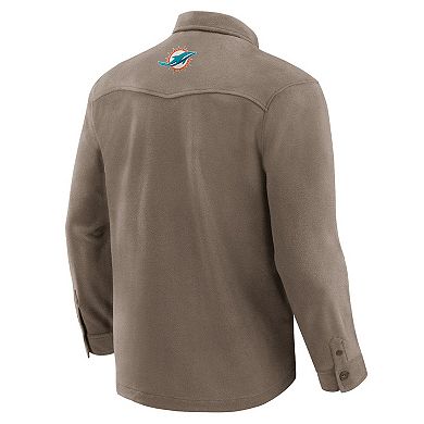 Men's Darius Rucker Collection by Fanatics Tan Miami Dolphins Polar Fleece Cozy Button-Up Shirt