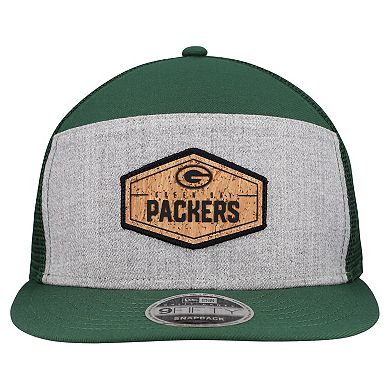 Men's New Era Gray/Green Green Bay Packers Cork Split Panel 9FIFTY Trucker Snapback Hat