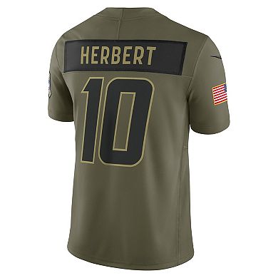 Men's Nike Justin Herbert Olive Los Angeles Chargers 2025 Salute to Service Limited Jersey