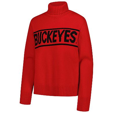 Women's Gameday Social Scarlet Ohio State Buckeyes Chenille Turtleneck Sweater