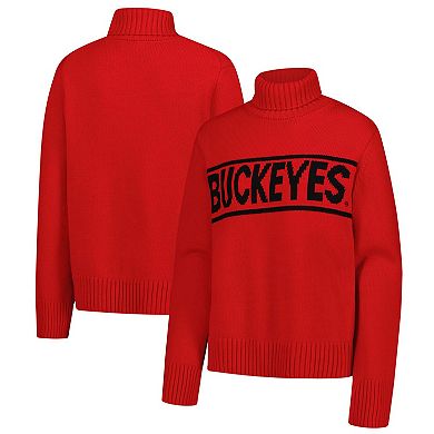 Women's Gameday Social Scarlet Ohio State Buckeyes Chenille Turtleneck Sweater