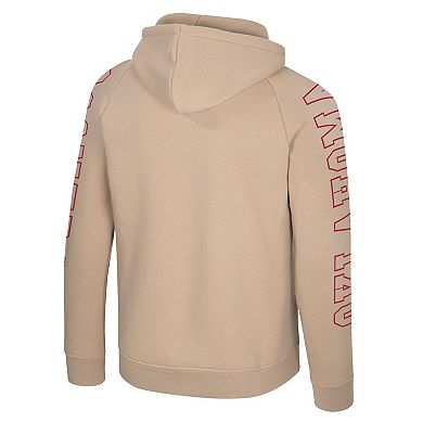 Men's Colosseum Tan Oklahoma Sooners Big Break Raglan Hoodie