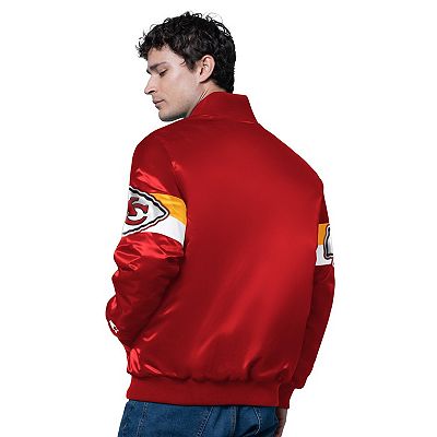 Men's Starter Red Kansas City Chiefs Triple Option Satin Varsity