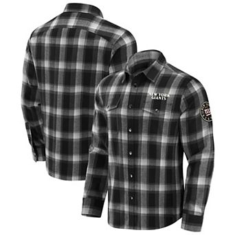 Men's Darius Rucker Collection by Fanatics Black New York Giants Flannel Plaid Full-Snap Shirt