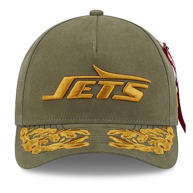Men's New Era x Alpha Industries Olive New York Jets A-Frame 9FORTY Adjustable Hat