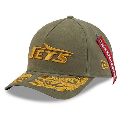 Men's New Era x Alpha Industries Olive New York Jets A-Frame 9FORTY Adjustable Hat