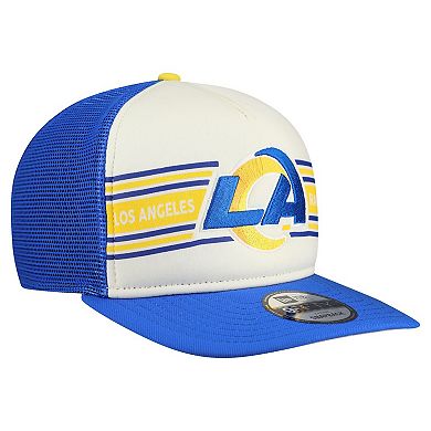 Men's New Era Cream/Royal Los Angeles Rams Banner A-Frame 9FIFTY Snapback Hat