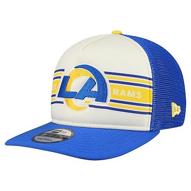 Men's New Era Cream/Royal Los Angeles Rams Banner A-Frame 9FIFTY Snapback Hat