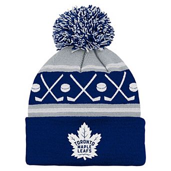 Preschool Outerstuff Blue Toronto Maple Leafs Faceoff Cuffed Knit Hat with Pom