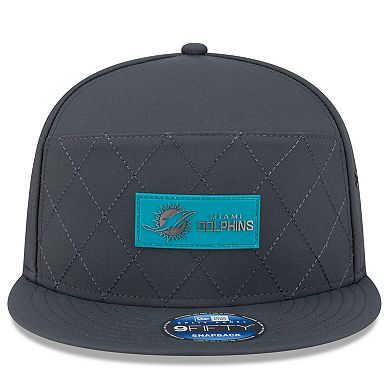 Men's New Era Charcoal Miami Dolphins 2025 Sideline Cold Weather Split Panel 9FIFTY Snapback Hat