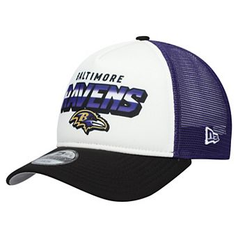 Youth New Era White/Black Baltimore Ravens Streak 9FORTY A-Frame Adjustable Hat