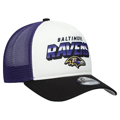Youth New Era White/Black Baltimore Ravens Streak 9FORTY A-Frame Adjustable Hat