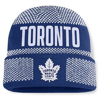 Men's Fanatics Blue/White Toronto Maple Leafs Fundamentals Shelter Cuffed Knit Hat
