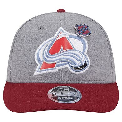 Men's New Era Gray/Burgundy Colorado Avalanche Wool Pin Low Profile 9FIFTY Snapback Hat