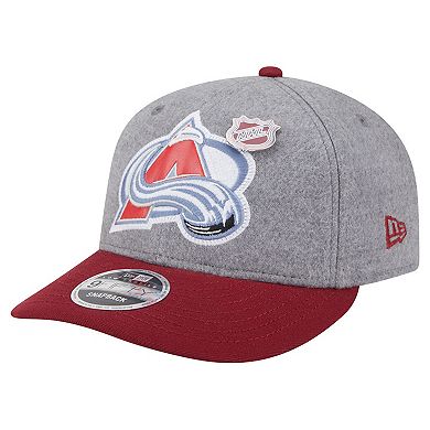 Men's New Era Gray/Burgundy Colorado Avalanche Wool Pin Low Profile 9FIFTY Snapback Hat