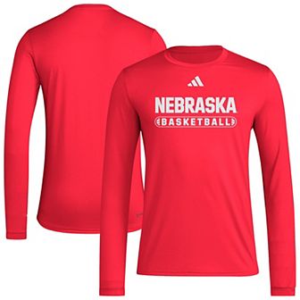 Men's adidas Scarlet Nebraska Huskers On-Court Pregame Long Sleeve T-Shirt