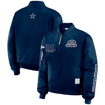 Women's WEAR by Erin Andrews Navy Dallas Cowboys Patch Full-Zip Bomber Jacket