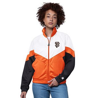 Women's Starter White/Orange San Francisco Giants Teamwork Raglan Full-Zip Track Jacket