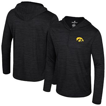 Men's Colosseum Black Iowa Hawkeyes Always Sunny Lightweight Quarter-Zip Hoodie