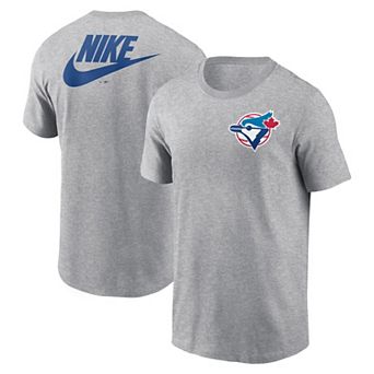 Men's Nike Heather Gray Toronto Blue Jays Cooperstown Collection Large Logo 2-Hit T-Shirt
