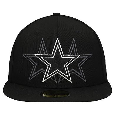 Men's New Era Black Dallas Cowboys Tri-Hit 59FIFTY Fitted Hat