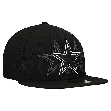 Men's New Era Black Dallas Cowboys Tri-Hit 59FIFTY Fitted Hat