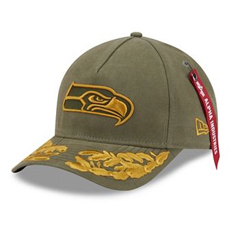 Men's New Era x Alpha Industries Olive Seattle Seahawks A-Frame 9FORTY Adjustable Hat