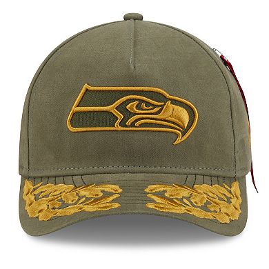 Men's New Era x Alpha Industries Olive Seattle Seahawks A-Frame 9FORTY Adjustable Hat