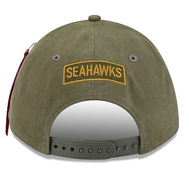 Men's New Era x Alpha Industries Olive Seattle Seahawks A-Frame 9FORTY Adjustable Hat