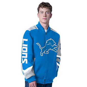 Men's G-III Sports by Carl Banks Blue Detroit Lions Prime Time Full-Zip Racing Jacket