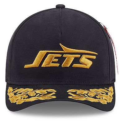 Men's New Era x Alpha Industries Black New York Jets A-Frame 9FORTY Adjustable Hat