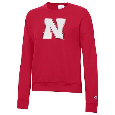Women's Champion Scarlet Nebraska Huskers Powerblend Sweatshirt
