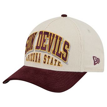 Men's New Era Maroon/Cream Arizona State Sun Devils Arch Two-Tone Corduroy 9FORTY A-Frame Adjustable Hat