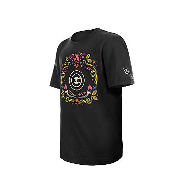 Youth New Era Black Chicago Cubs Día de los Muertos T-Shirt