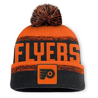 Men's Fanatics Black/Orange Philadelphia Flyers Fundamentals Thrive Cuffed Knit Hat with Pom