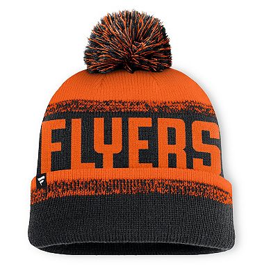 Men's Fanatics Black/Orange Philadelphia Flyers Fundamentals Thrive Cuffed Knit Hat with Pom
