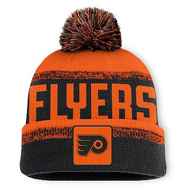 Men's Fanatics Black/Orange Philadelphia Flyers Fundamentals Thrive Cuffed Knit Hat with Pom