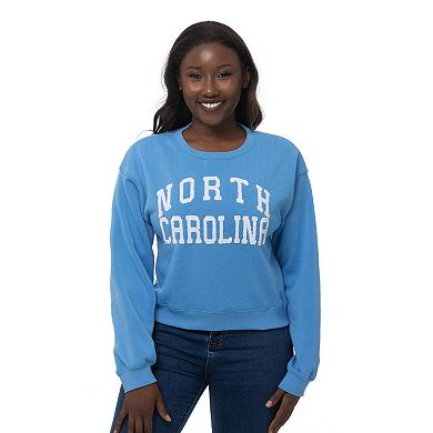 Women's ZooZatz Carolina Blue North Carolina Tar Heels Chenille Cropped Sweatshirt