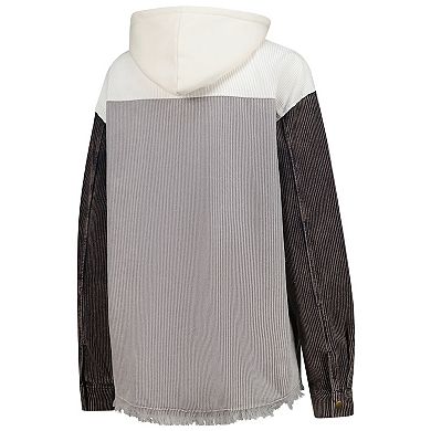 Women's Gameday Couture Gray Notre Dame Fighting Irish Vintage Wash Corduroy Full-Snap Hooded Shacket