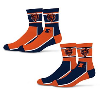 Unisex Starter Navy/Orange Chicago Bears Double Color Block 2-Pack Mid-Crew Socks